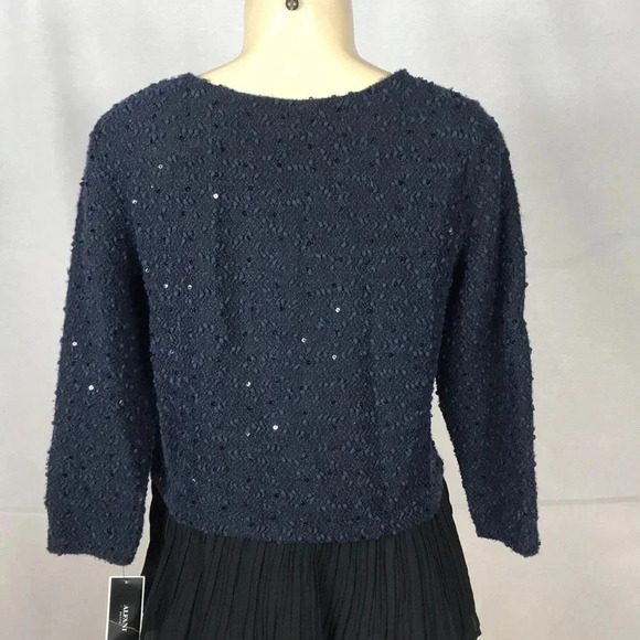 Alfani 3/4 Sleeve Modern Navy Luxe Layers Blouse Size P/M New With Tags - Picture 3 of 3